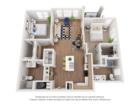 bedroom floor plan at the approach at summit park apartments in hendersonville, nc